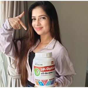 Actress Pooja with protein powder