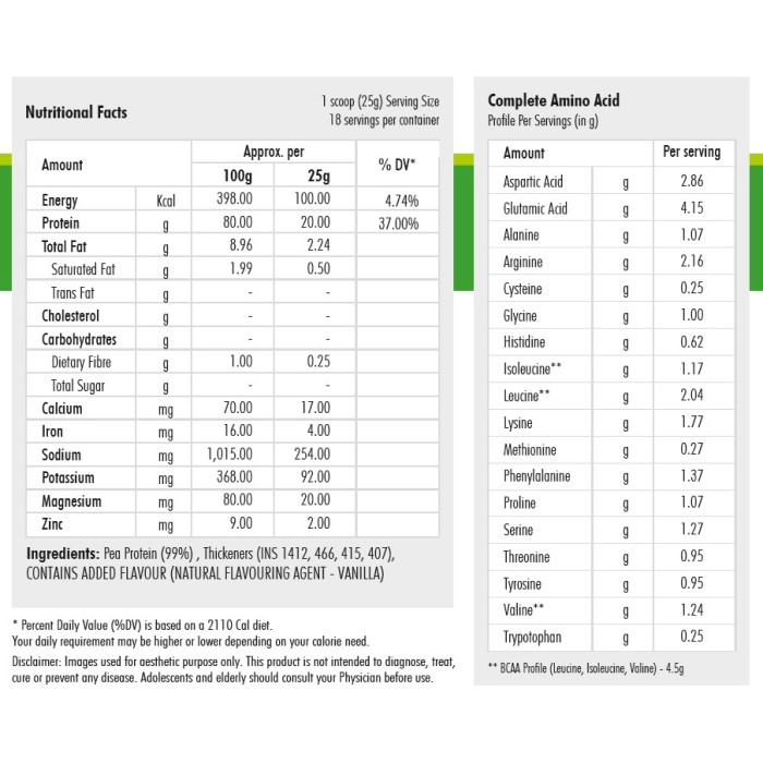 Pea Protein Isolate Vanilla Flavor Saral Proticons